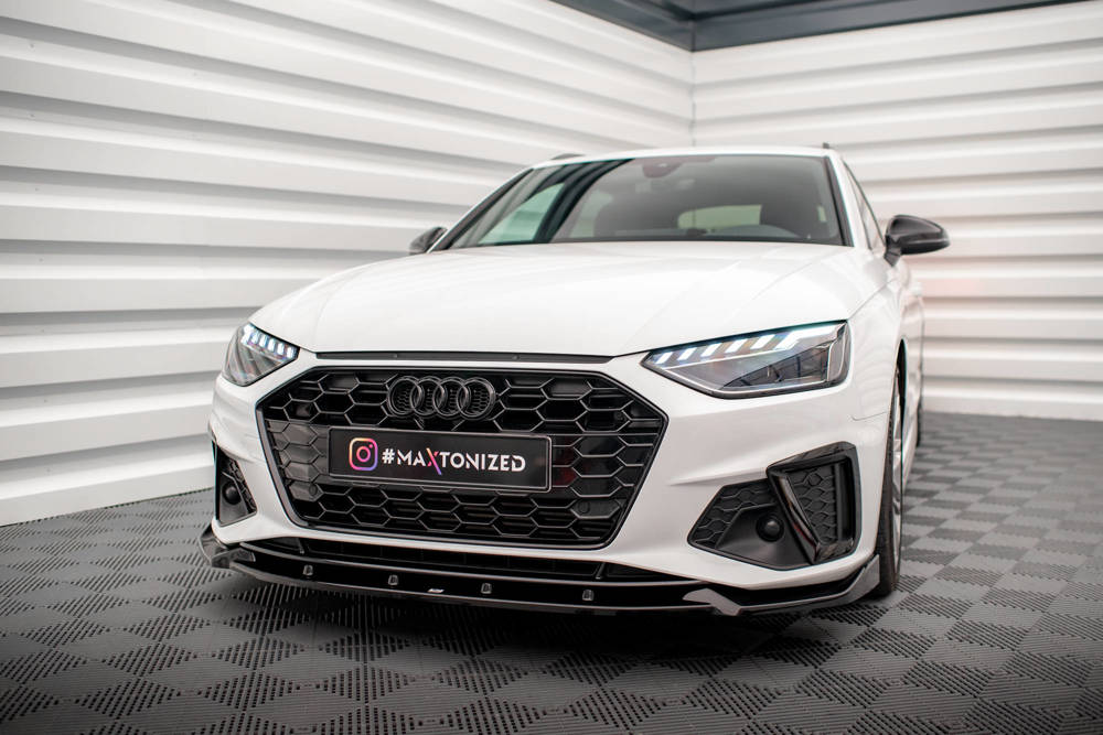 Voorspoiler V.1 Audi A4 S-Line & S4 B9 FL Maxton Glans Zwart