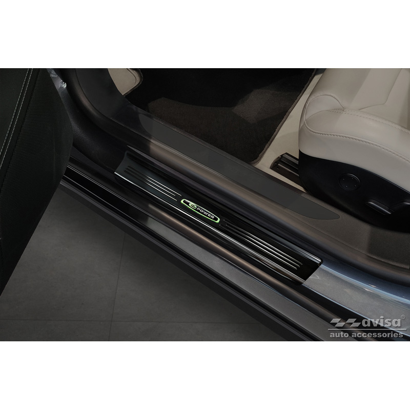Zwart glanzend RVS Instaplijsten  Tesla Model S 2012-2016 & Facelift 2016- 'E-Power' - 4-delig