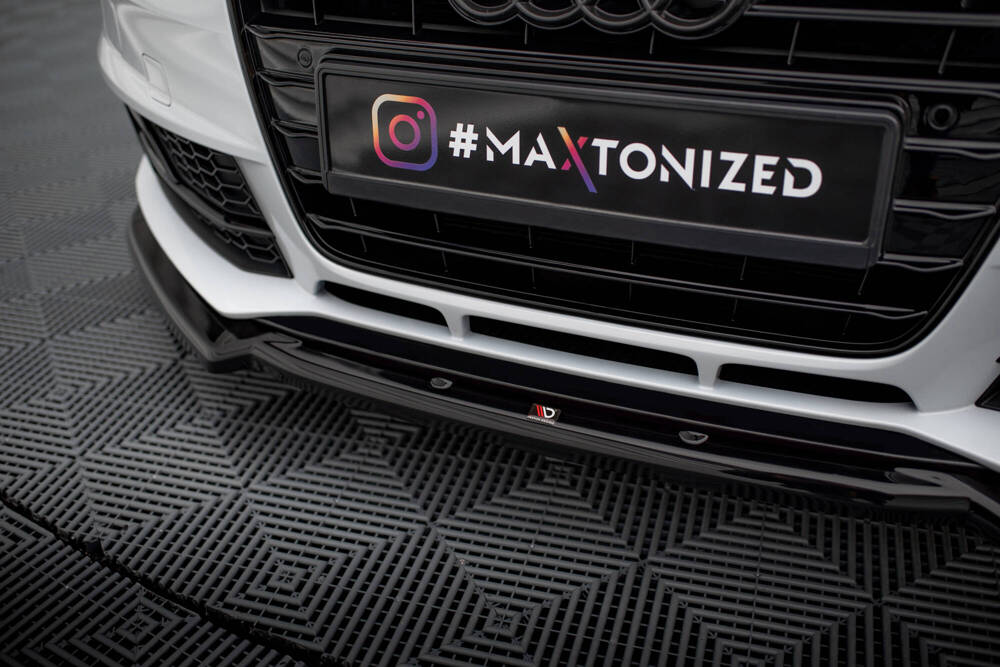 Voorspoiler V.2 Audi A4 Competition B8 FL Maxton Glans Zwart