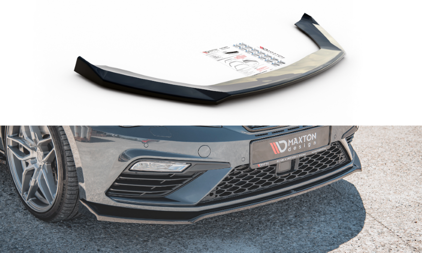 Voorspoiler Seat Leon FR 5F Maxton Design glans zwart V.7