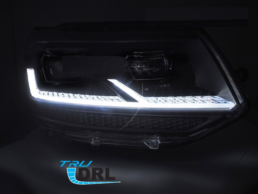 Headlights VW T5 09-.. Devil Eyes Dlite LED Piano-black