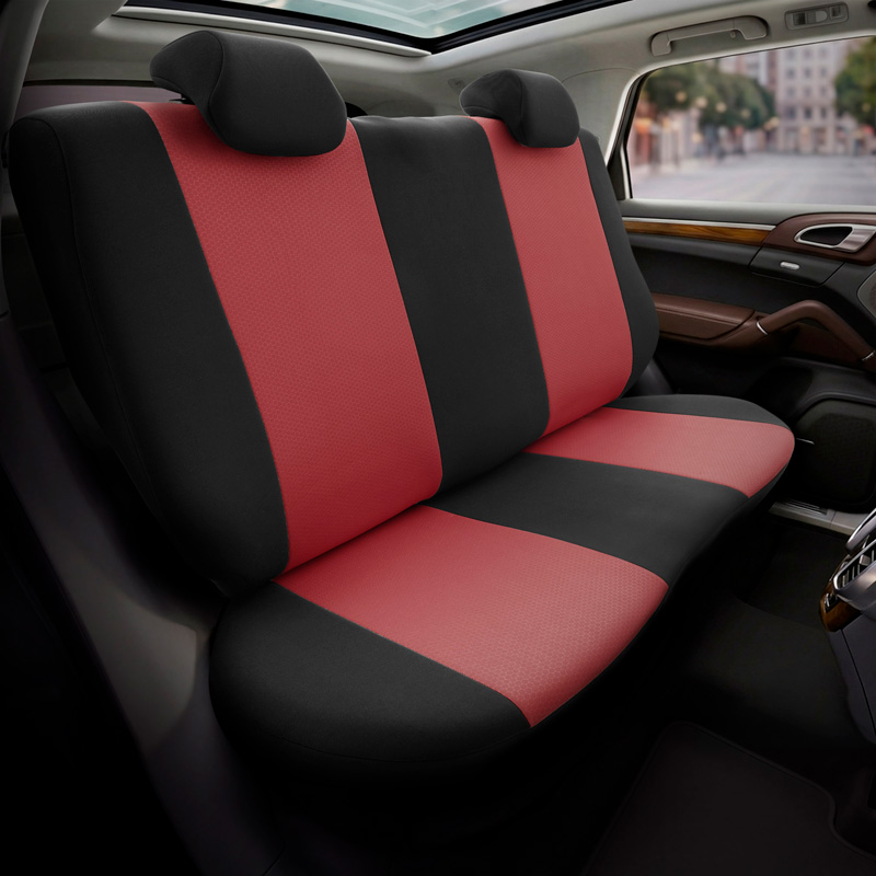 otoM Universele Stoffen Stoelhoezenset 'SelectedFit One' Zwart/Maroon - 10-delig - geschikt voor Side-Airbags