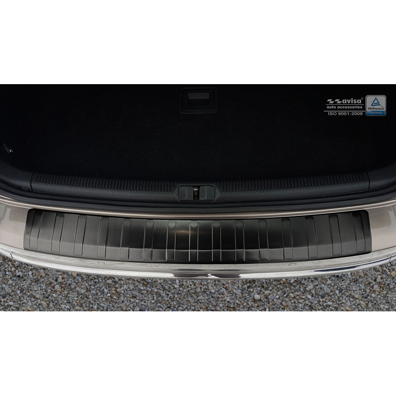Zwart RVS Achterbumperprotector  Volkswagen Passat 3C Variant 2011-2014 'Ribs'