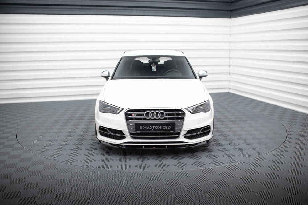 Voorspoiler V.2 Audi S3 / A3 S-Line 8V Sportback / Hatchback Maxton Glans Zwart