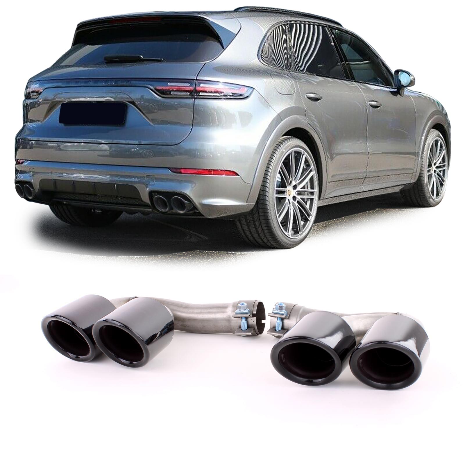 Exhaust tips Porsche Cayenne 958 92A Facelift GTS Look 14-17