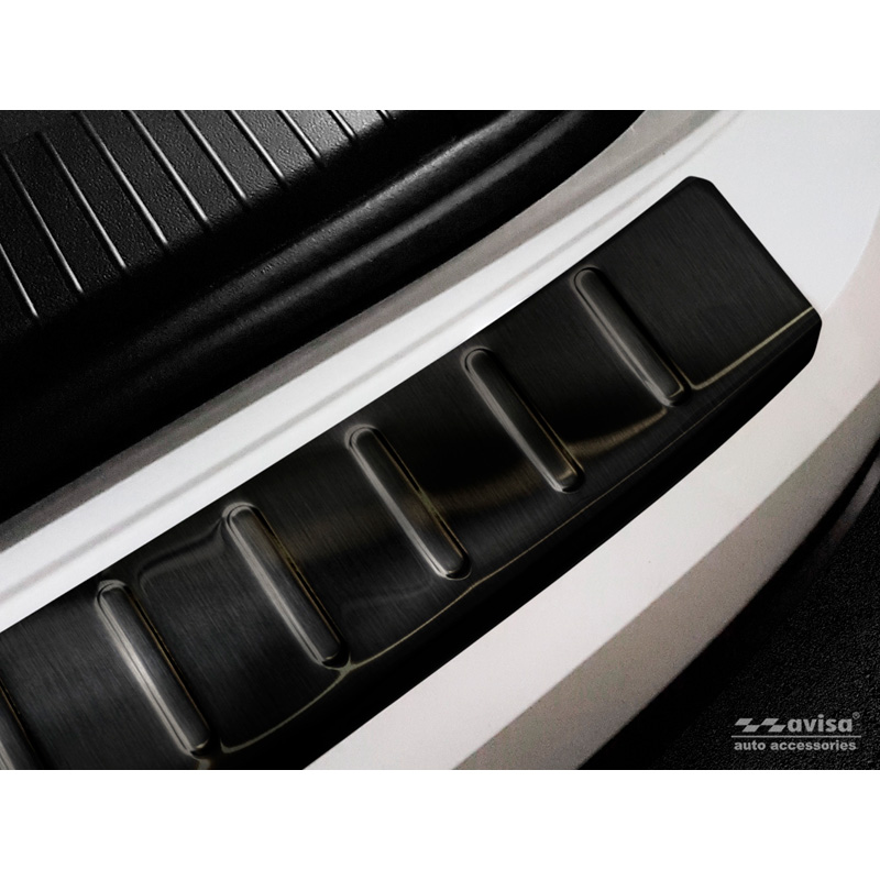 Zwart RVS Achterbumperprotector  Volkswagen Touareg III (CR7) 2018- Incl. Facelift 'Ribs'
