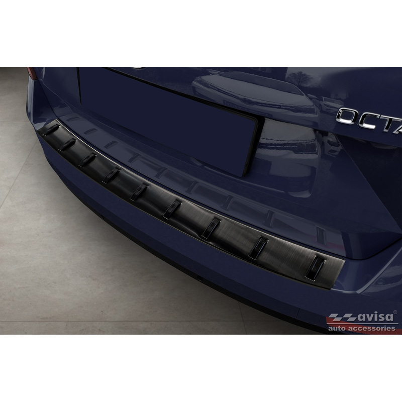 Zwart RVS Achterbumperprotector  Skoda Octavia III Combi Facelift 2017-2020 'STRONG EDITION'