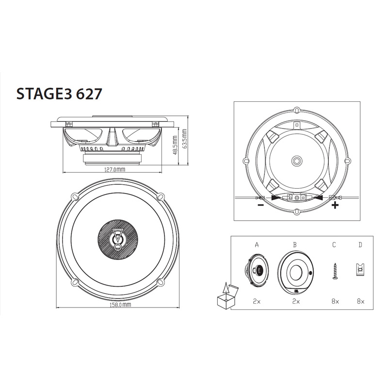 JBL Stage 3 627 6.5'' (16cm) Speakerset