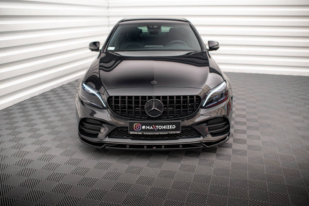 Voorspoiler V.2 Mercedes C Klasse AMG Line & C43 AMG W205 / C205 Facelift Maxton Glans Zwart