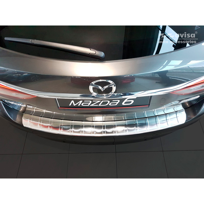 RVS Achterbumperprotector  Mazda 6 III GJ combi 2012- 'Ribs' (Lange versie)