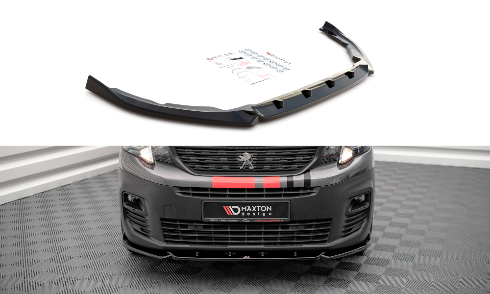 Voorspoiler Peugeot Partner MK3 Maxton Glans Zwart