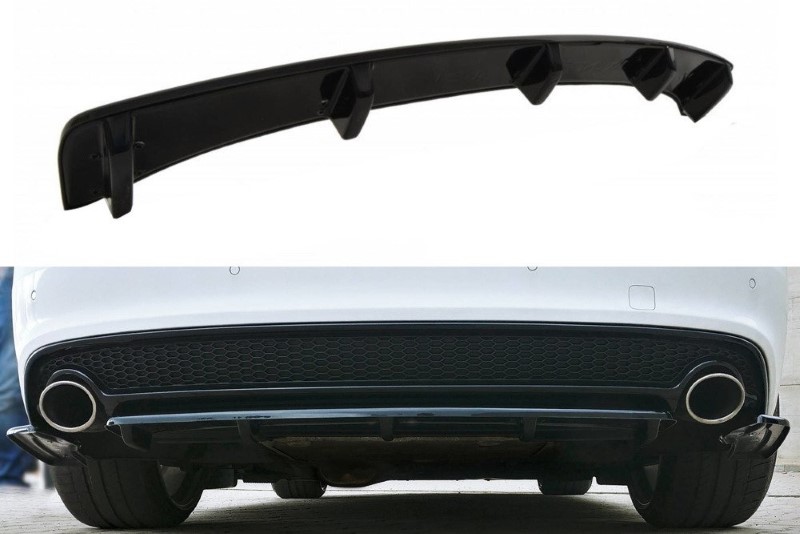 Centrale Achterspoiler Audi A5 S-Line 8T FL Coupe / Sportback (met een verticale bar) Glanzend Zwart