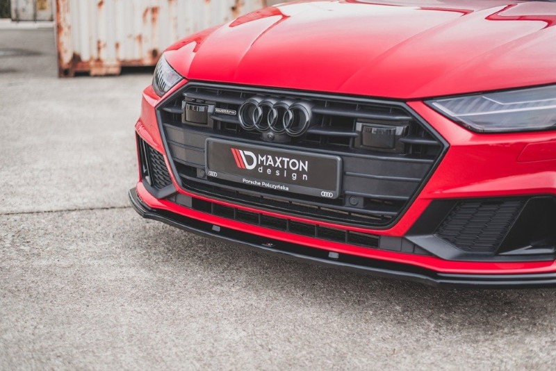 Voorspoiler V.2 Audi A7 C8 S-Line Maxton Glanzend Zwart