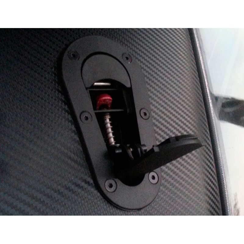 Set universele Racing Plus Flush motorkaphaken/-pins - zwart + rood aluminium pins