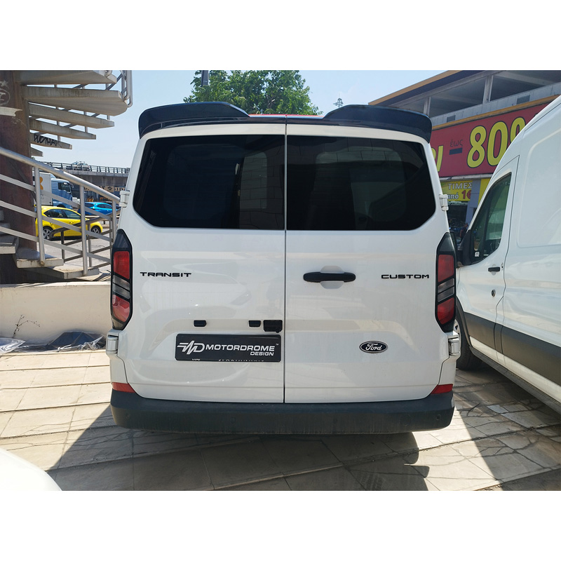 Motordrome Dakspoiler V.3  Ford Transit Custom (V710) 2023- & Volkswagen Transporter T7 2024- (met 2 achterdeuren) (PU)