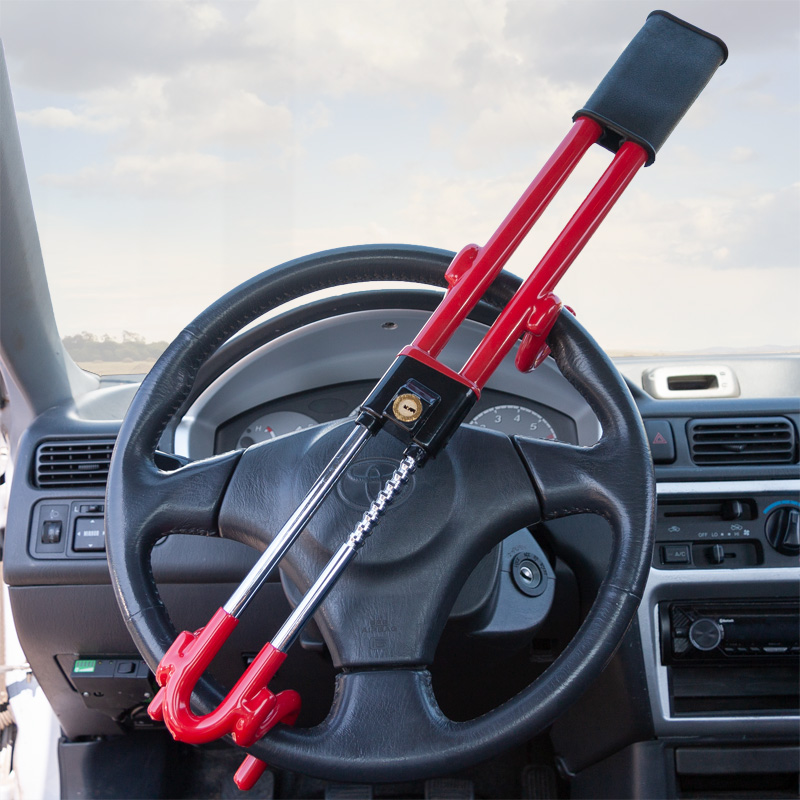 Universeel anti-diefstal stuurwielslot 'Heavy Duty' - Rood