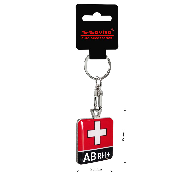 RVS sleutelhanger - 'Blood Type' AB RH+