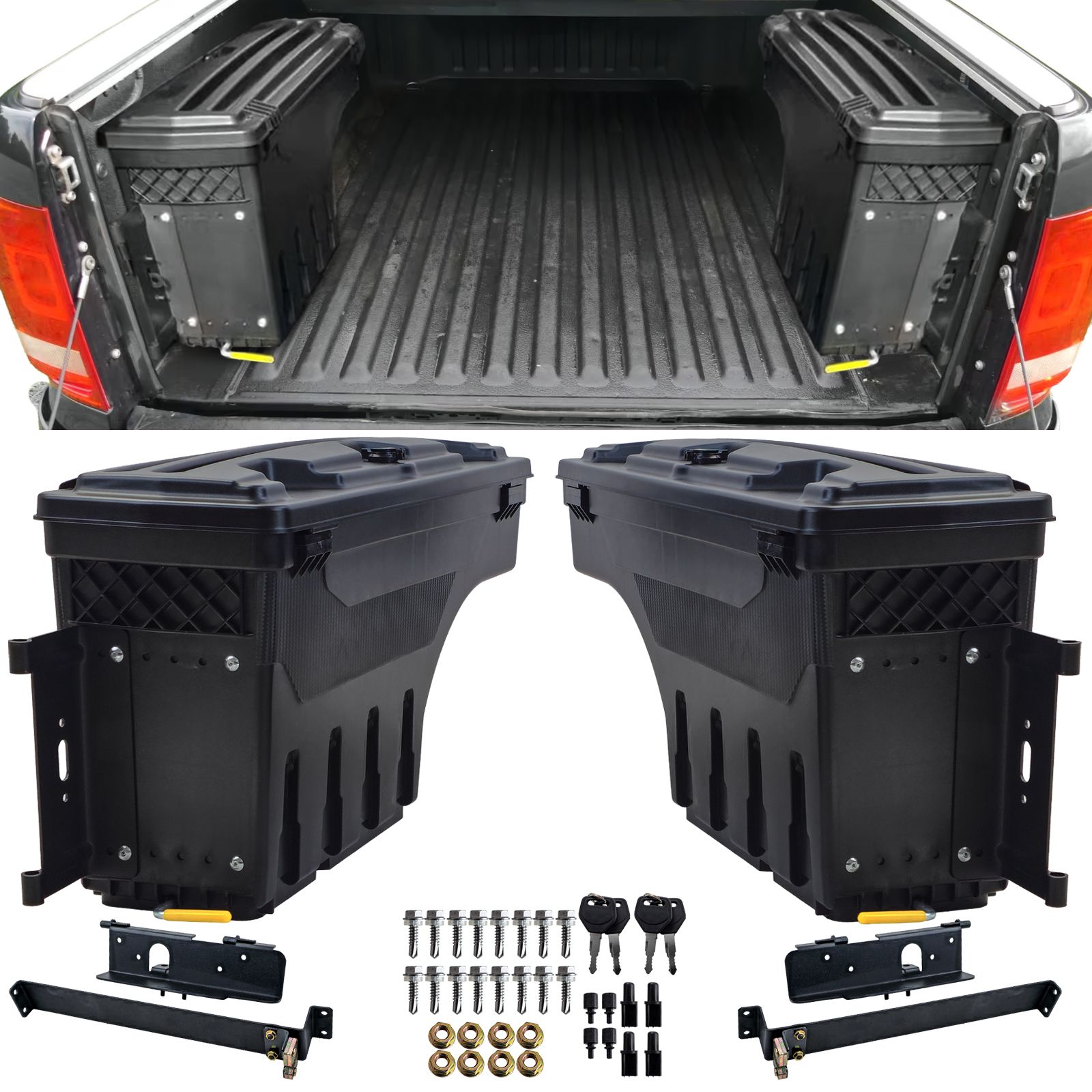 Opbergboxen Set – VW Amarok (vanaf 2010) – Rechts + Links – ABS Kunststof – Afsluitbaar