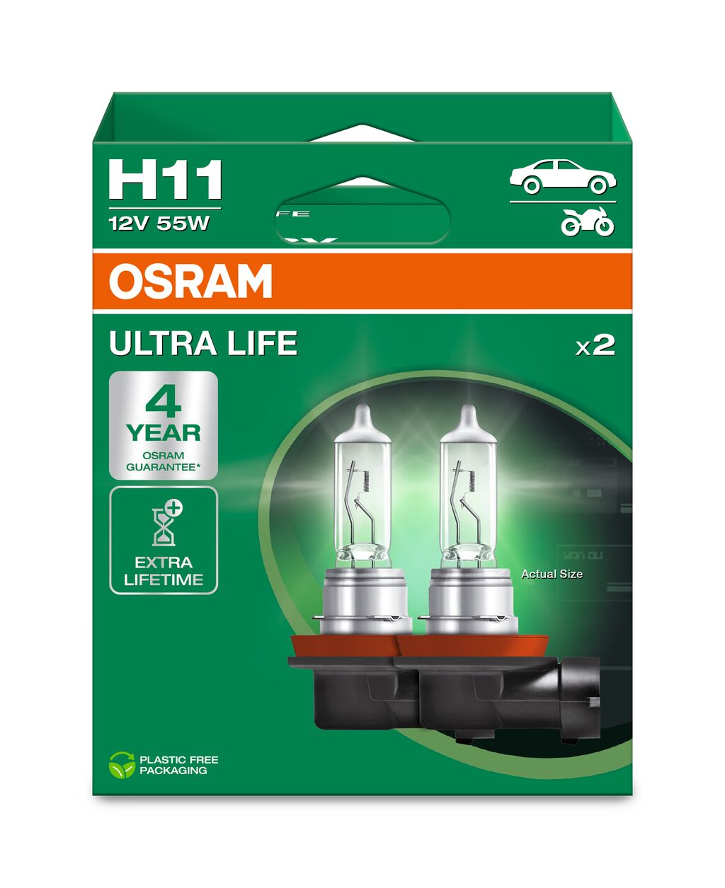 Halogeen OSRAM COOL BLUE Intense H11 12V 55W 2pcs/box Xenon Look
