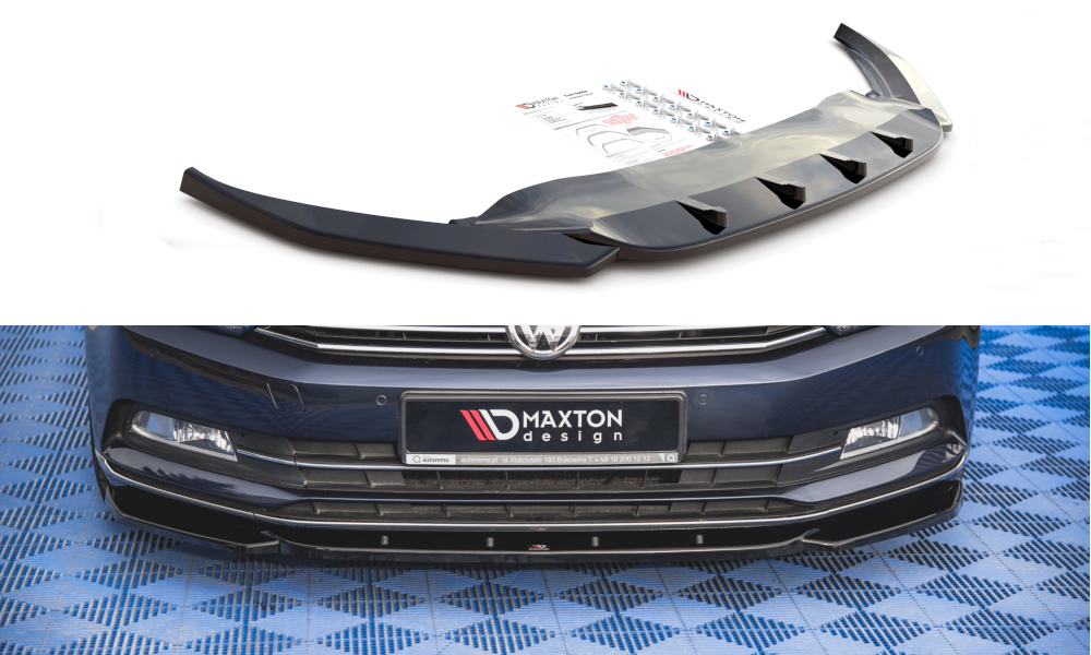 Voorspoiler V.1 VW Passat B8 Glans Zwart