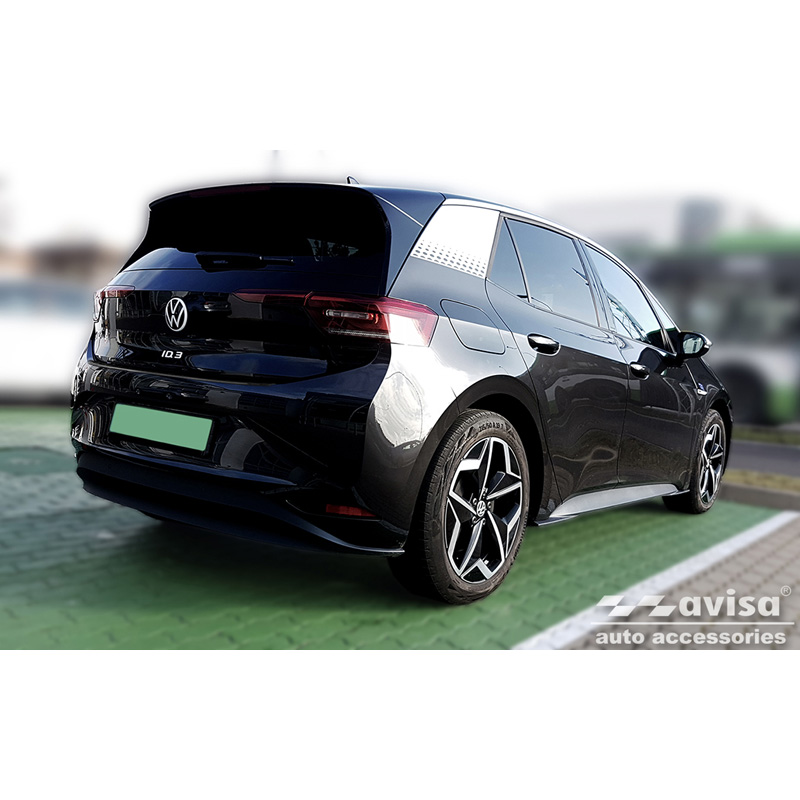 Zwart RVS Achterbumperprotector  Volkswagen ID.3 2020-2023 & FL 2023- 'Ribs'
