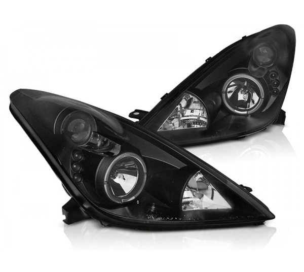 Faros Toyota Celica 01- Black + HaloRims