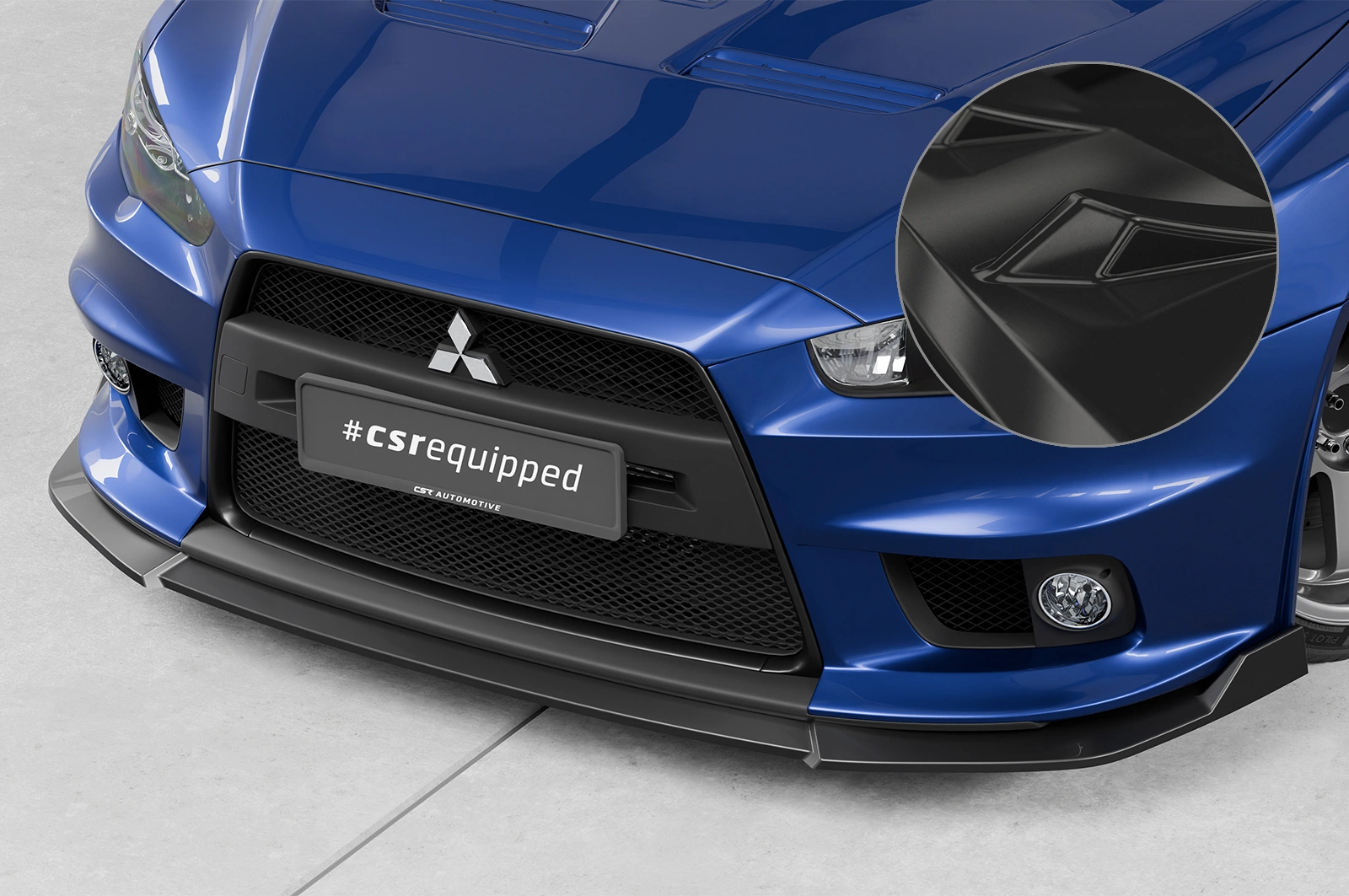 Voorspoiler Mitsubishi Lancer Evolution X glans zwart