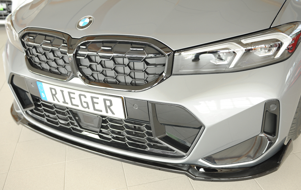 Voorspoiler BMW 3 Serie M Pakket G20 G21 FL Rieger Glans Zwart