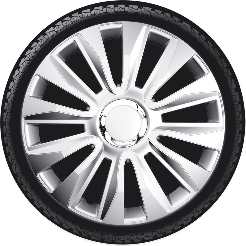 4-Delige Wieldoppenset Avalone Pro 16-inch zilver + chroom ring