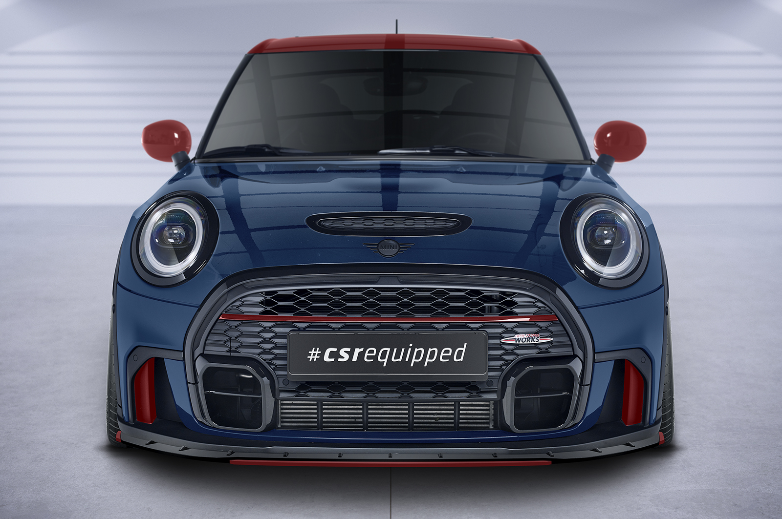Voorspoiler Mini Cooper JCW F55 F56 F57 CSR Glans Zwart