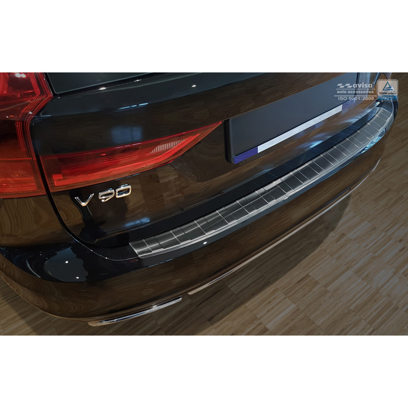 Zwart RVS Achterbumperprotector  Volvo V90 9/2016- 'Ribs'