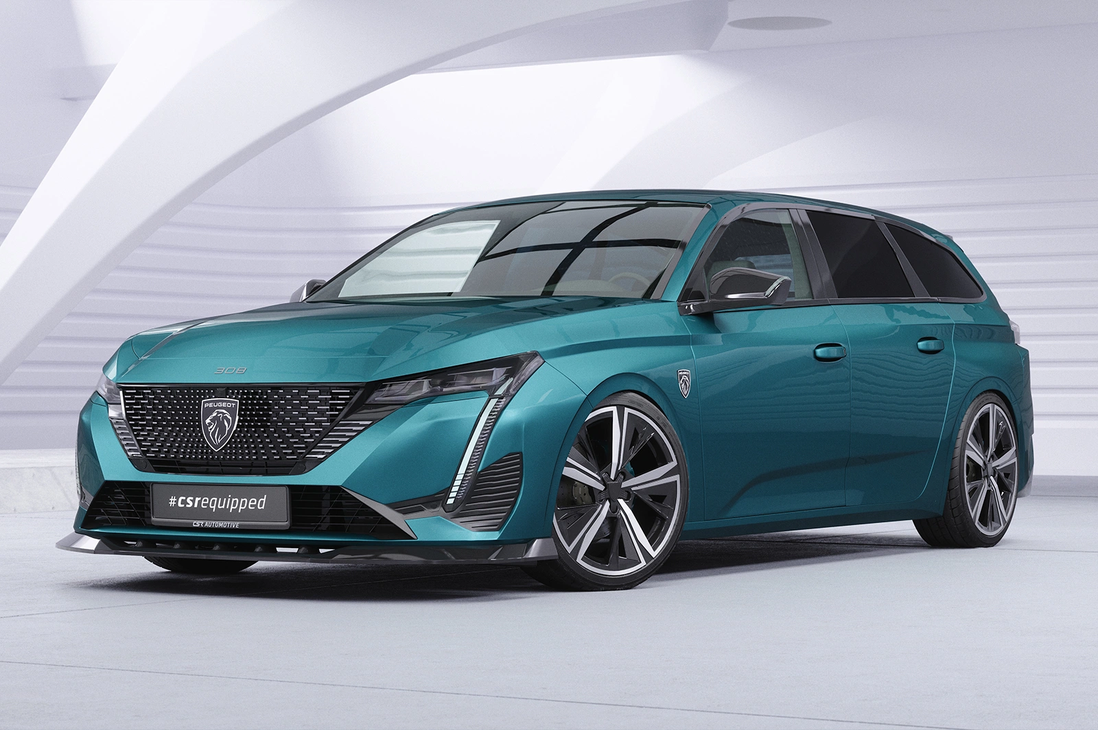 Voorspoiler Peugeot 308 (P51) glans zwart