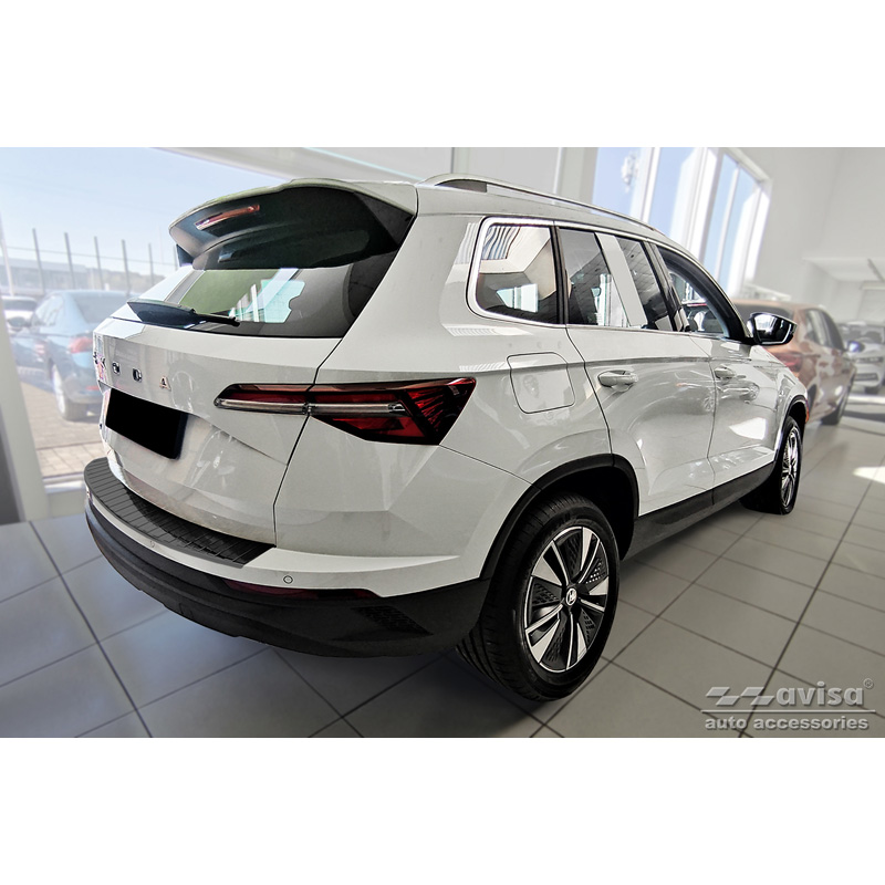 Zwart RVS Achterbumperprotector  Skoda Karoq Facelift 2022- + Sportline Facelift 2022-  'Ribs'