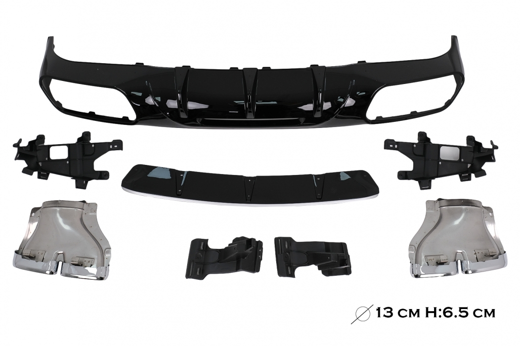 Diffuser AMG Look Mercedes CLS Sedan W218 Shooting Brake X218 AMG pakket (2011-2017) Glans Zwart