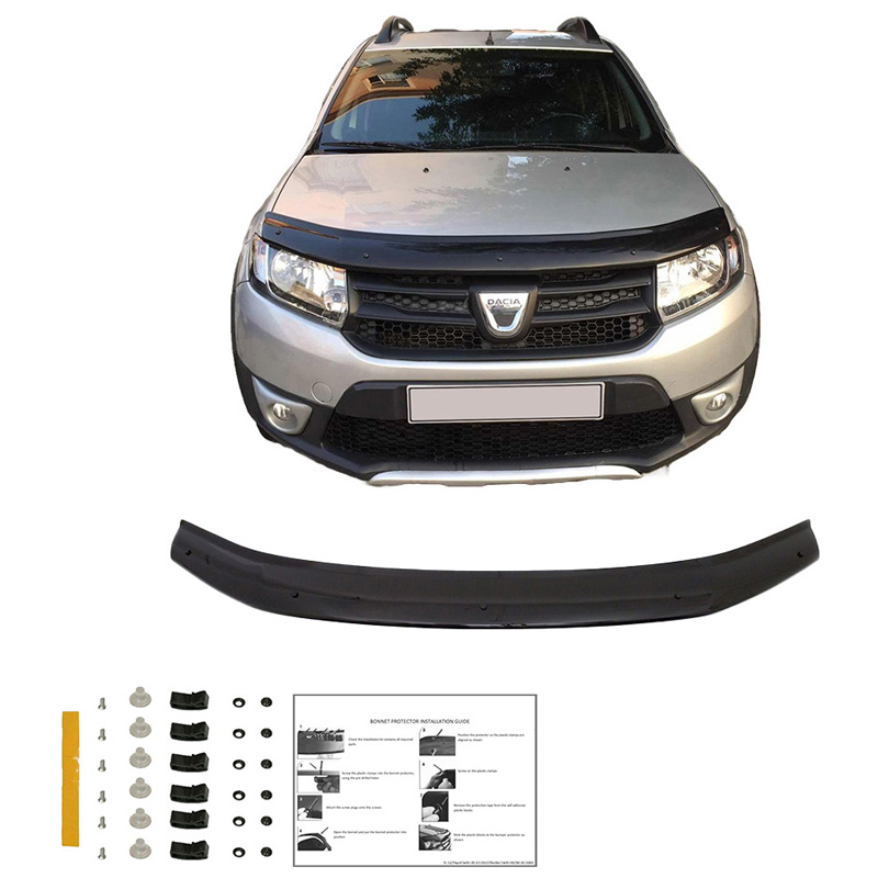 Motorkapbeschermer (steenslagcover)  Dacia Sandero Stepway II (B52) 2012-2020 - Glanzend zwart