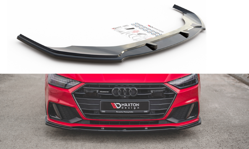 Voorspoiler V.2 Audi A7 C8 S-Line Maxton Glanzend Zwart