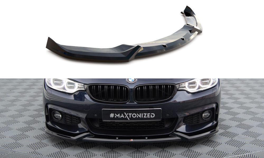Voorspoiler V.1 BMW 4 Gran Coupe M Pakket F36 Maxton Glans Zwart