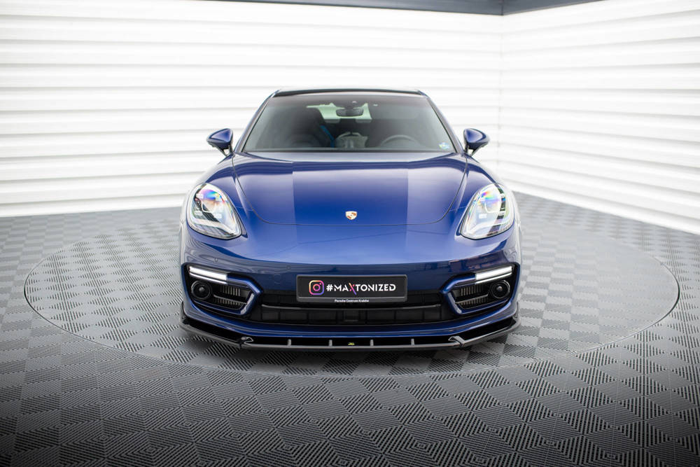 Voorspoiler V.2 Porsche Panamera E-Hybrid 971 Facelift  2020 - Maxton Glans Zwart