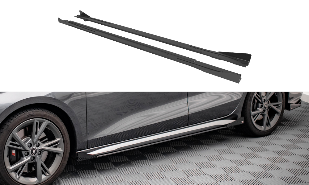 Street Pro Zijskirts met Canards Audi A3 S-Line/S3 8Y