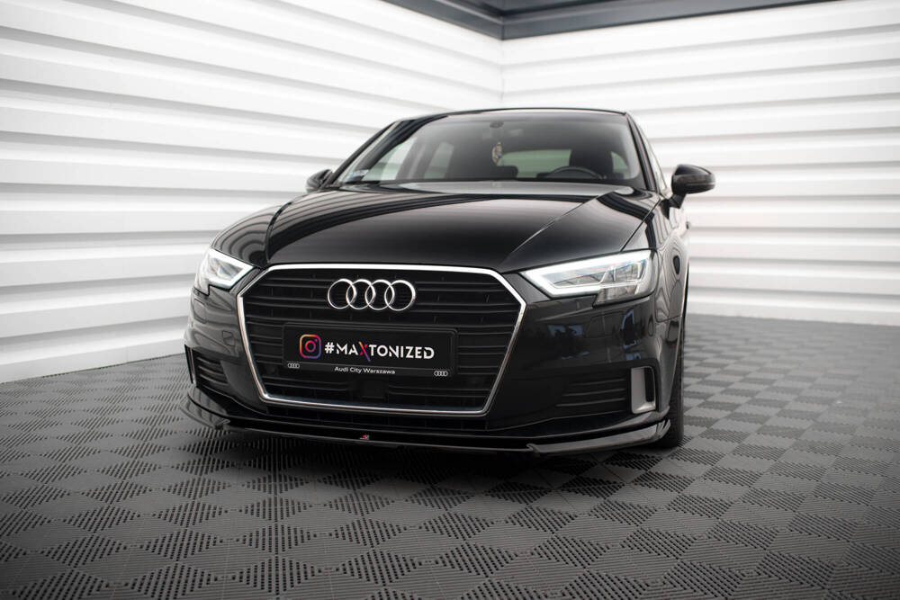 Voorspoiler V.2 Audi A3 8V Sportback FL 16-20 Maxton Glans Zwart
