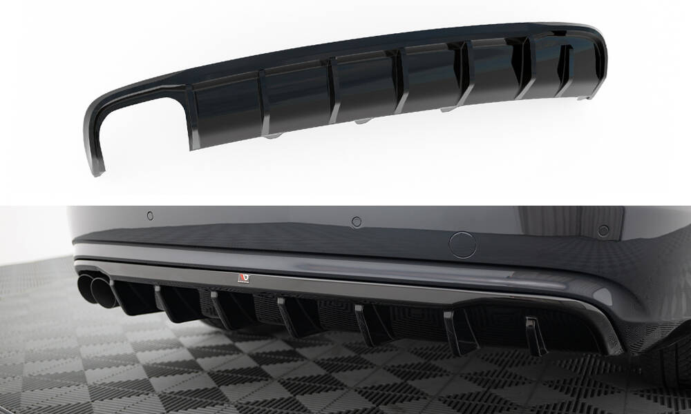 Achter Diffuser Audi A4 B8 Facelift Maxton Glans zwart (Enkelzijdige versie met dubbele uitlaat)