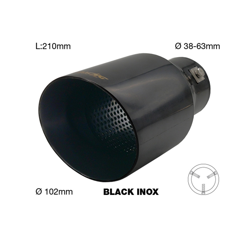 Simoni Racing Uitlaatsierstuk Rond/Schuin RVS Zwart - Ø102xL210mm - Montage 38->63mm