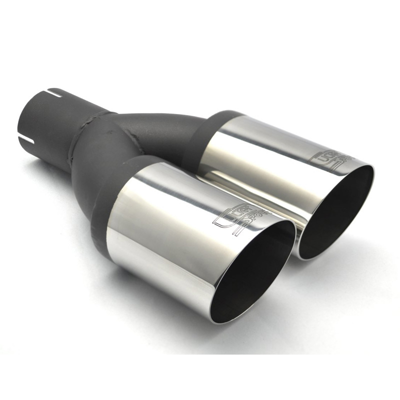 Ulter Sport Uitlaatsierstuk - Dubbel Rond Ø80mm Schuin  - Lengte 280mm - Montage ->50mm - RVS