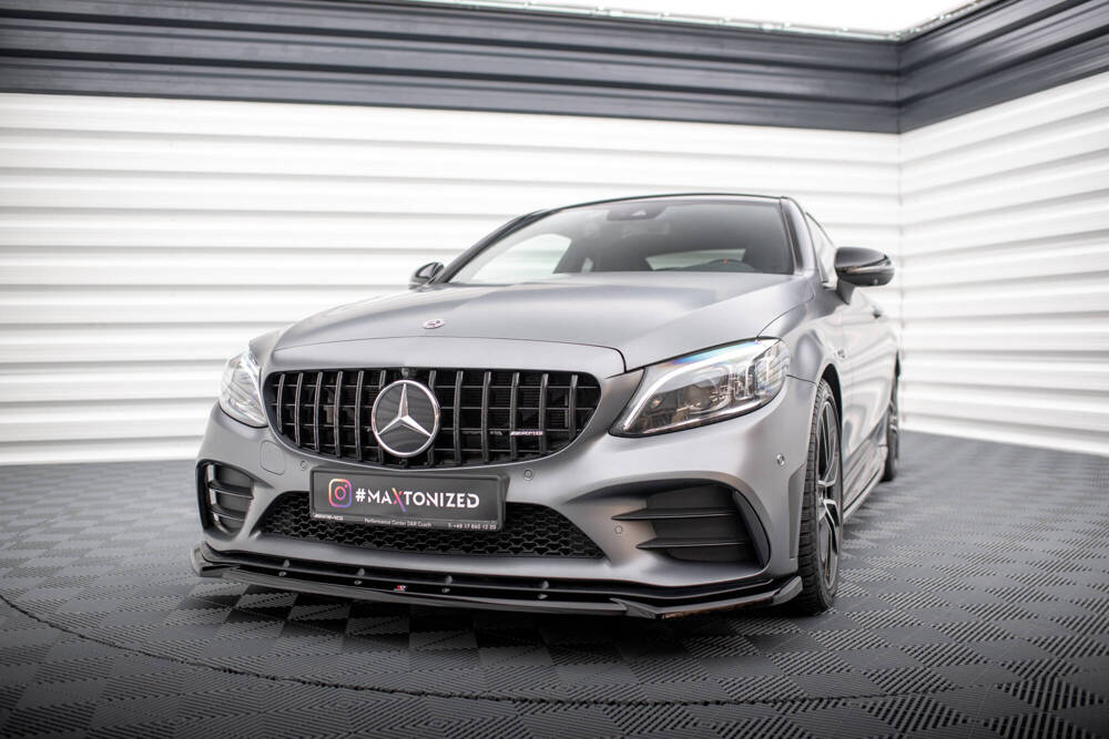 Voorspoiler V.2 Mercedes C43 W205 FL Maxton Glans Zwart