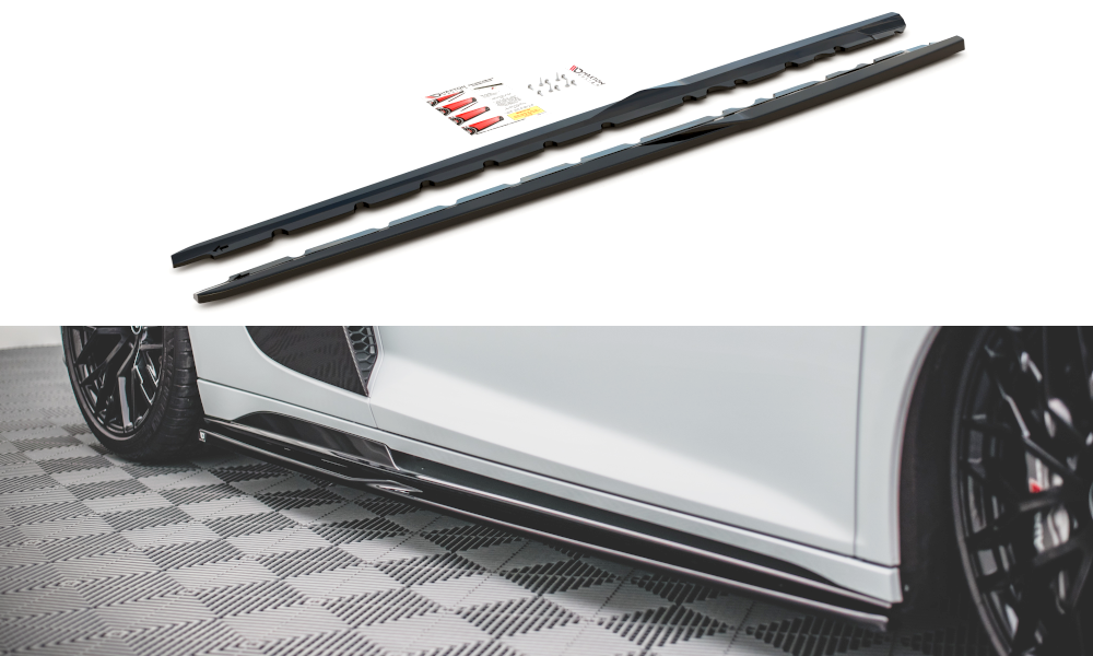 Zijskirts V.1 Audi R8 Facelift  2018 - 2021 Maxton Glans Zwart