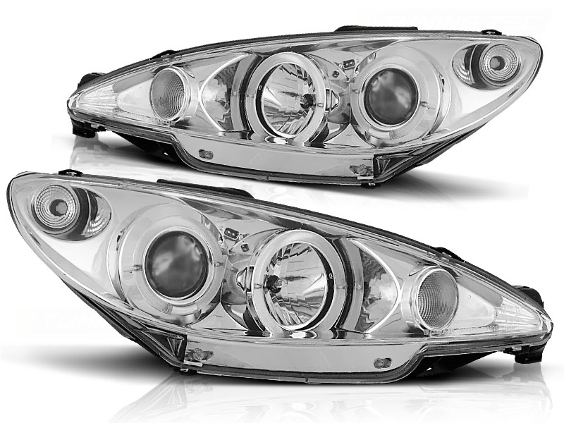 Faros Peugeot 206 98-02 Angel Eyes cromo