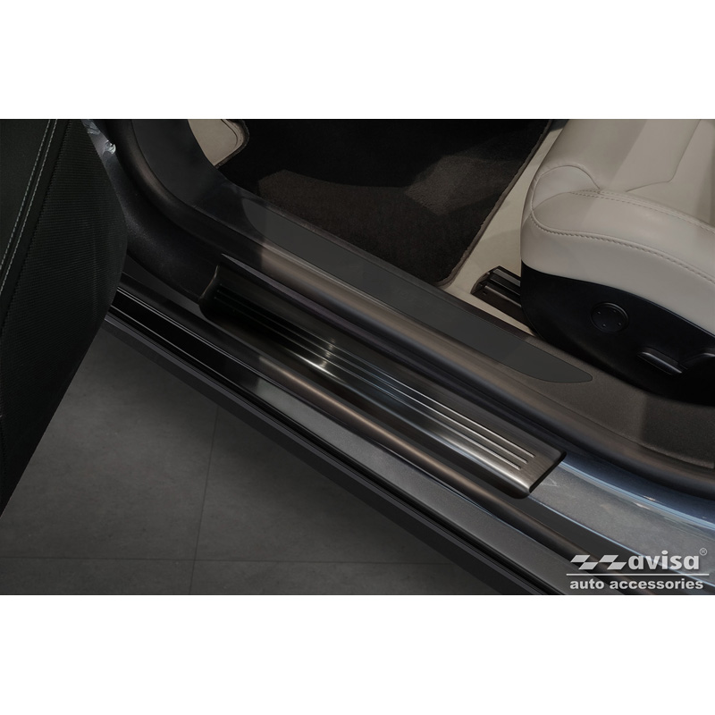 Zwart RVS Instaplijsten  Tesla Model S 2012-2016 & Facelift 2016- 'Lines' - 4-delig