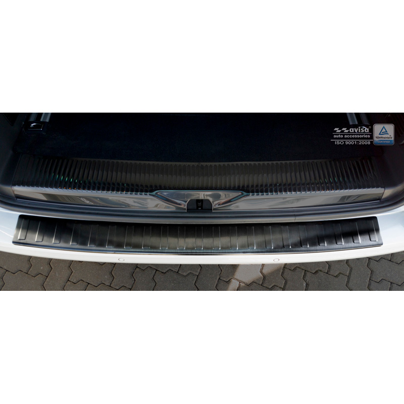 Zwart RVS Achterbumperprotector  Volkswagen Transporter T6 2015-2019 & FL 2019-2020 & T6.1 2020-2022 (met achterklep) 'Ribs'
