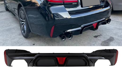 Diffuser BMW 5 Serie G30 M Pakket M5 Look met LED Glans Zwart