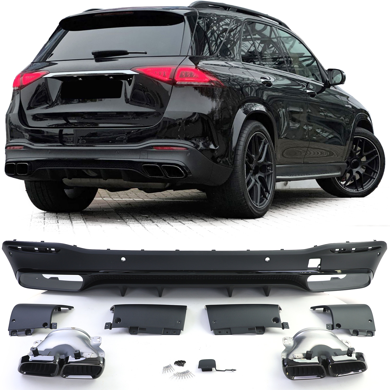 Diffuser Mercedes GLE SUV W167 V167 19-23 AMG Look Zwart